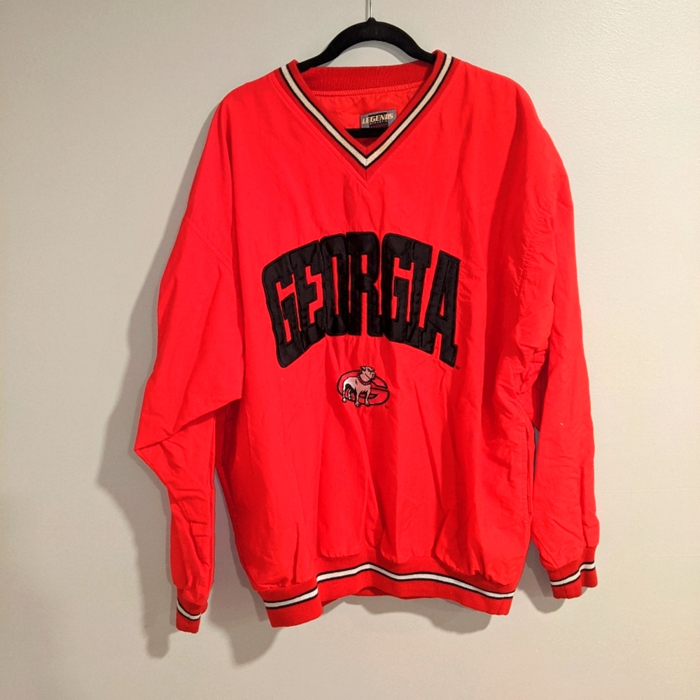 UGA Georgia Red Pullover Sweatshirt Nylon Men's XL Sporting